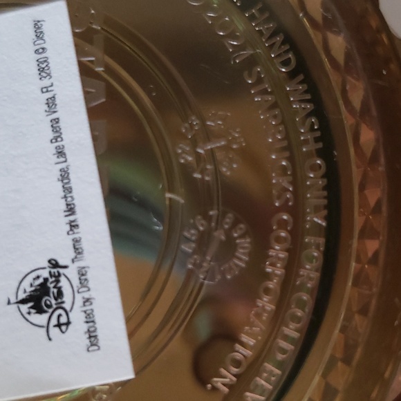 Walt Disney World 50th anniversary Gold Starbucks geometric Tumbler w/ straw.NWT - Picture 9 of 10